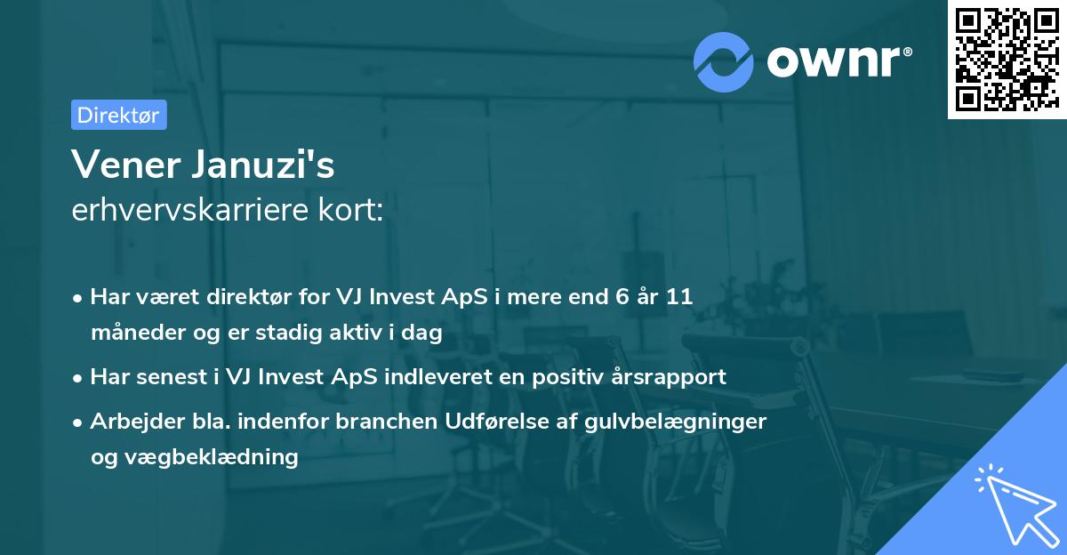 Vener Januzi's erhvervskarriere kort