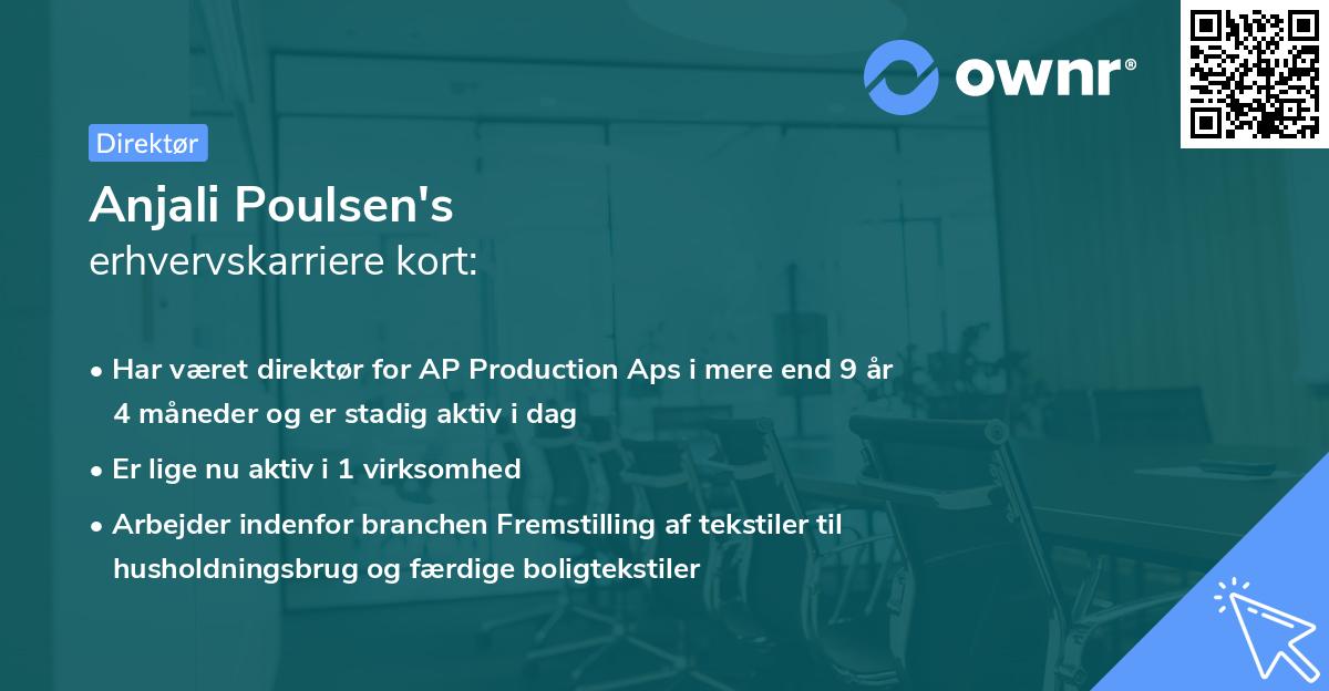 Anjali Poulsen's erhvervskarriere kort