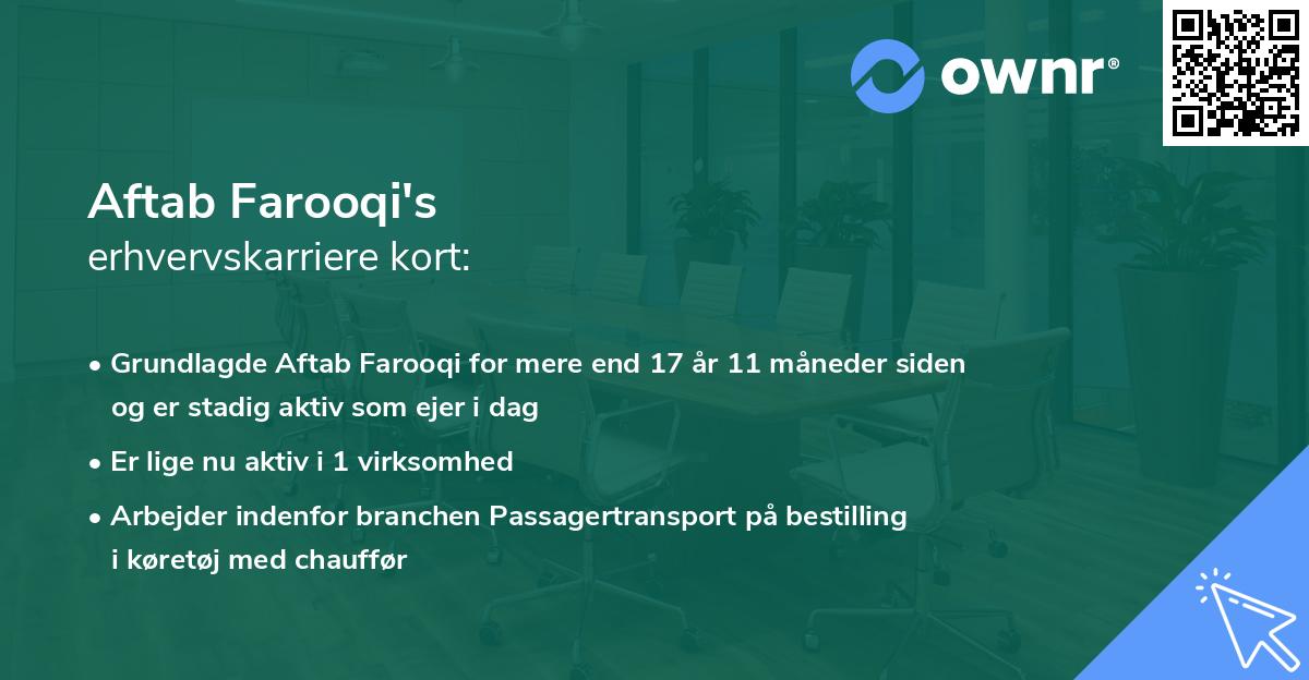 Aftab Farooqi's erhvervskarriere kort