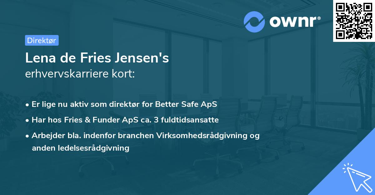 Lena de Fries Jensen's erhvervskarriere kort