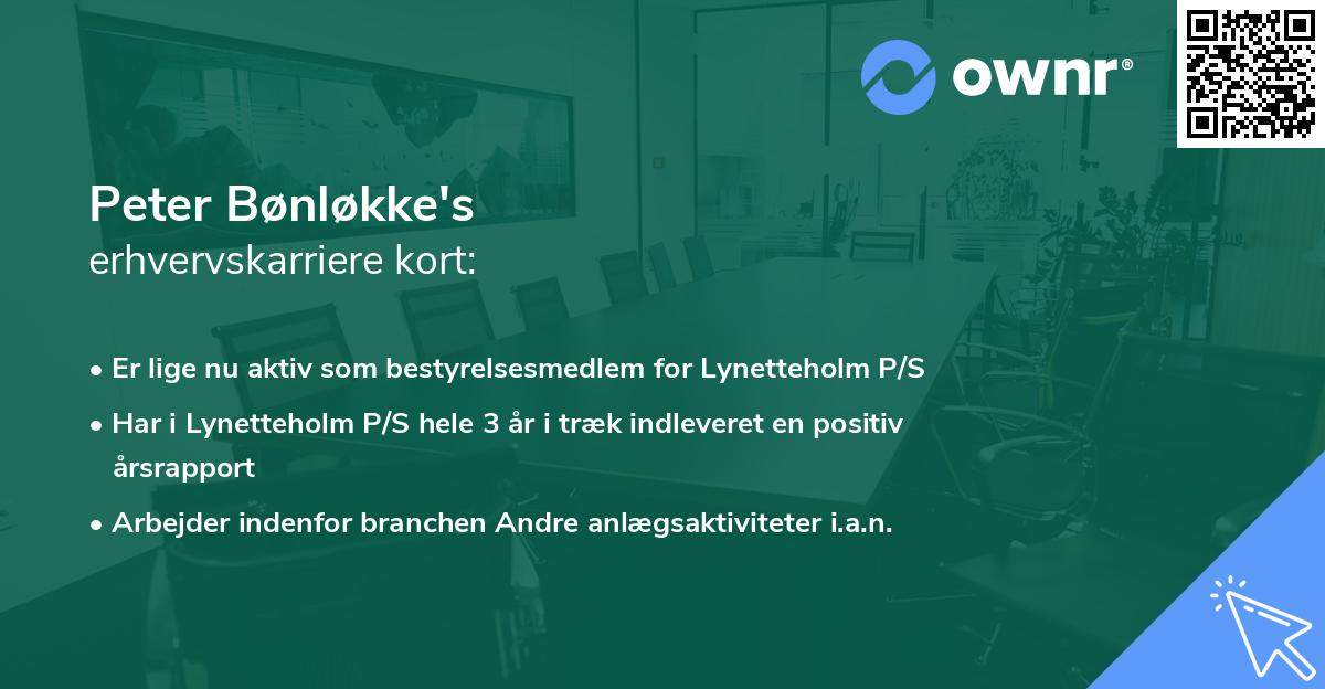 Peter Bønløkke's erhvervskarriere kort