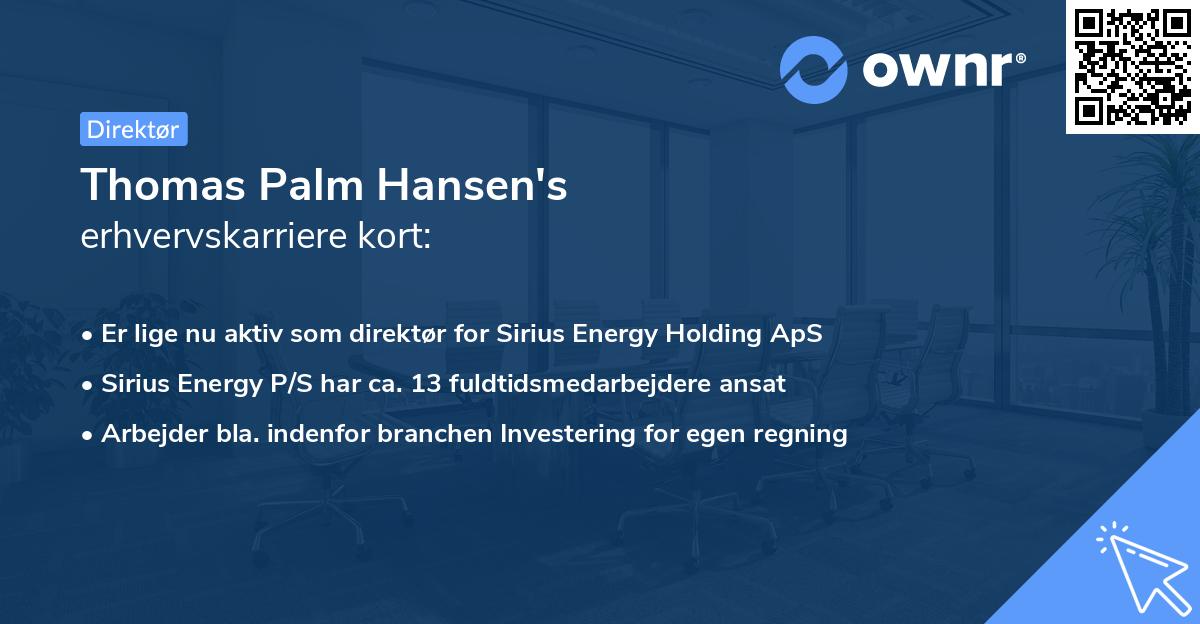 Thomas Palm Hansen's erhvervskarriere kort