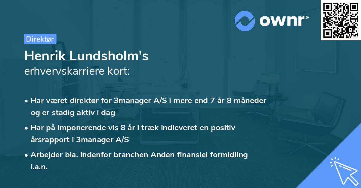 Henrik Lundsholm's erhvervskarriere kort