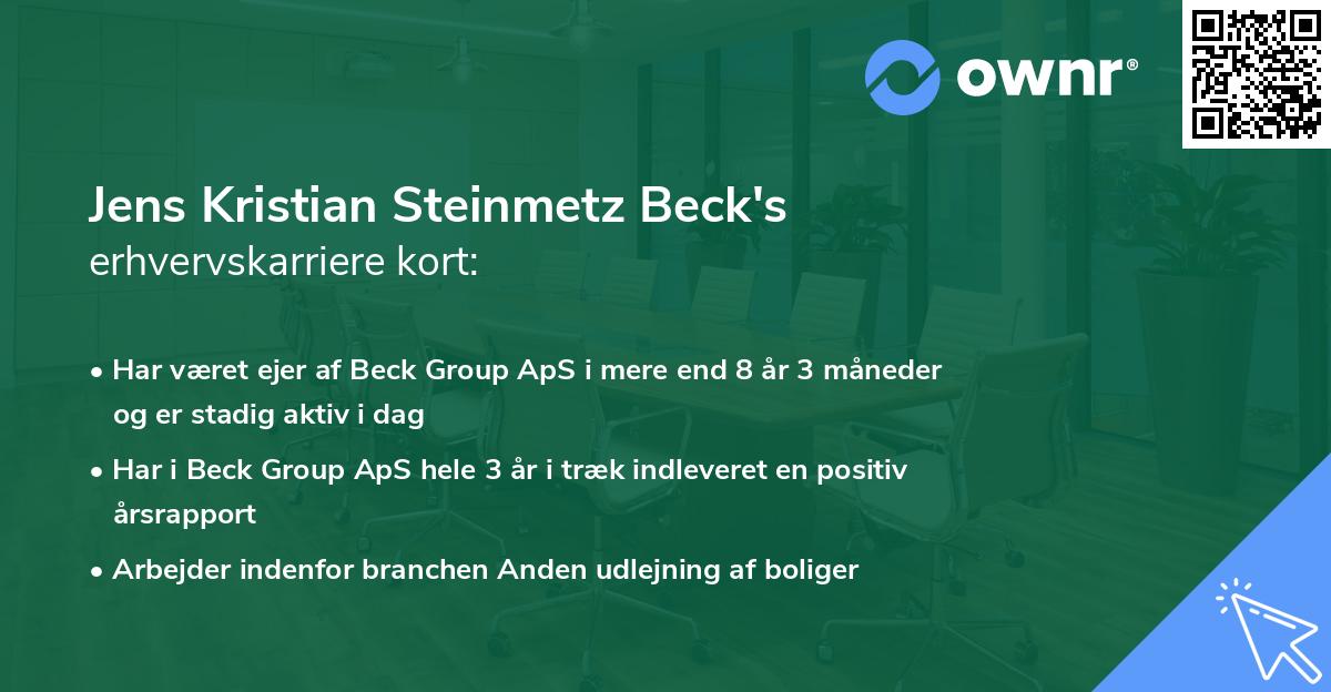 Jens Kristian Steinmetz Beck's erhvervskarriere kort