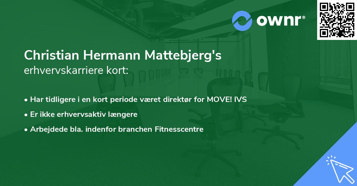 Christian Hermann Mattebjerg's erhvervskarriere kort