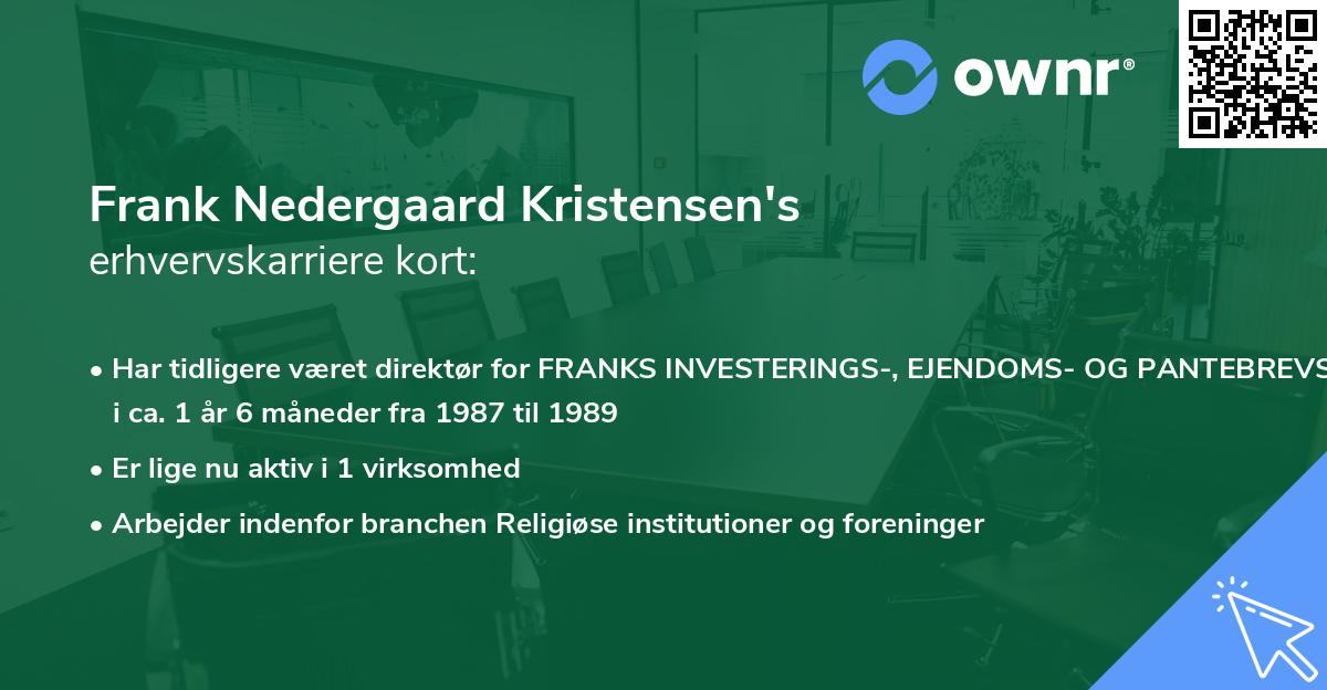 Frank Nedergaard Kristensen's erhvervskarriere kort