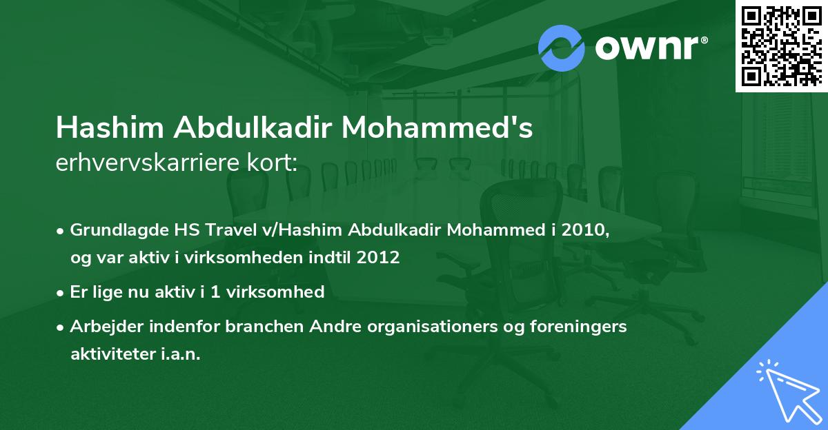 Hashim Abdulkadir Mohammed's erhvervskarriere kort