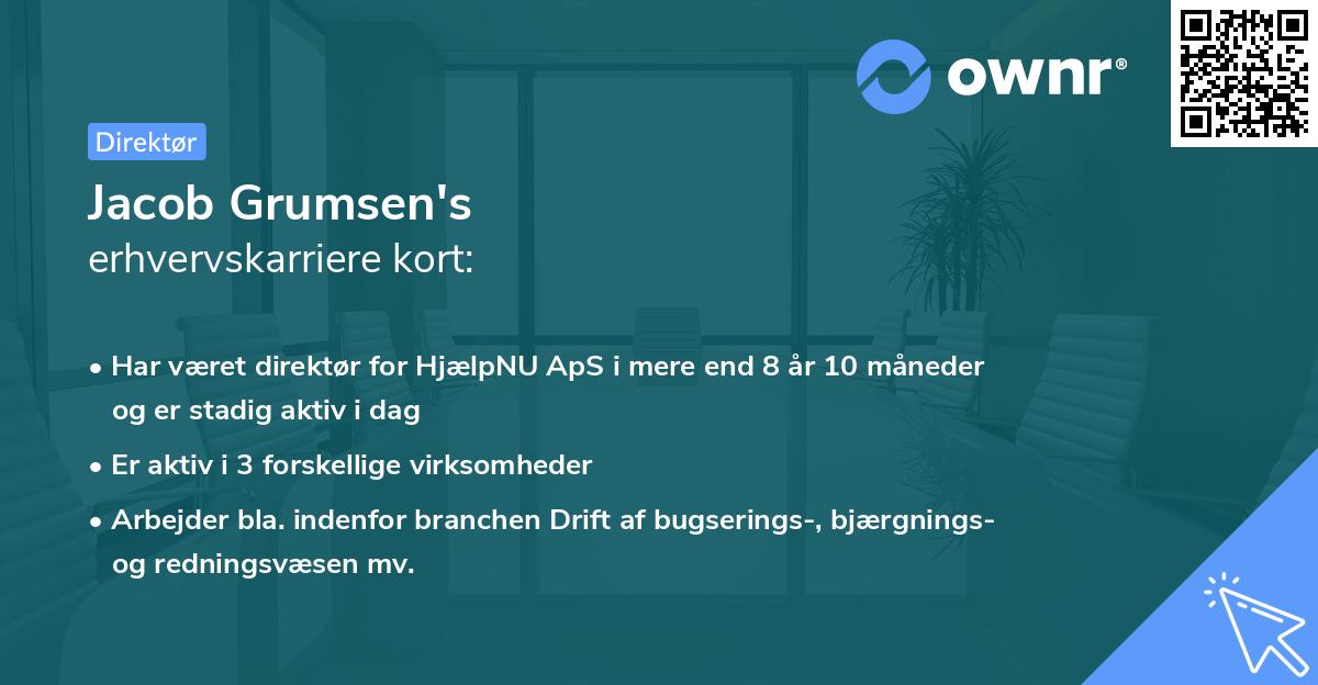 Jacob Grumsen's erhvervskarriere kort
