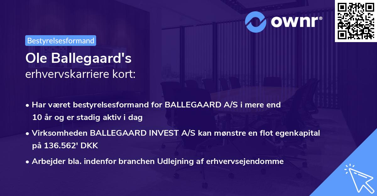 Ole Ballegaard's erhvervskarriere kort