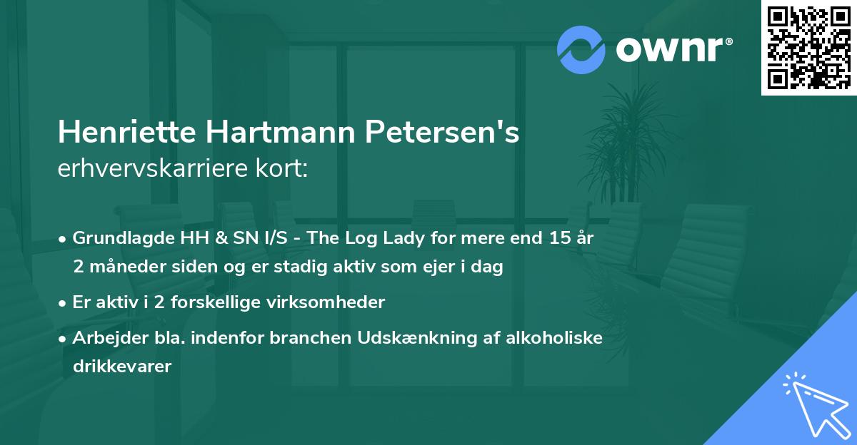 Henriette Hartmann Petersen's erhvervskarriere kort