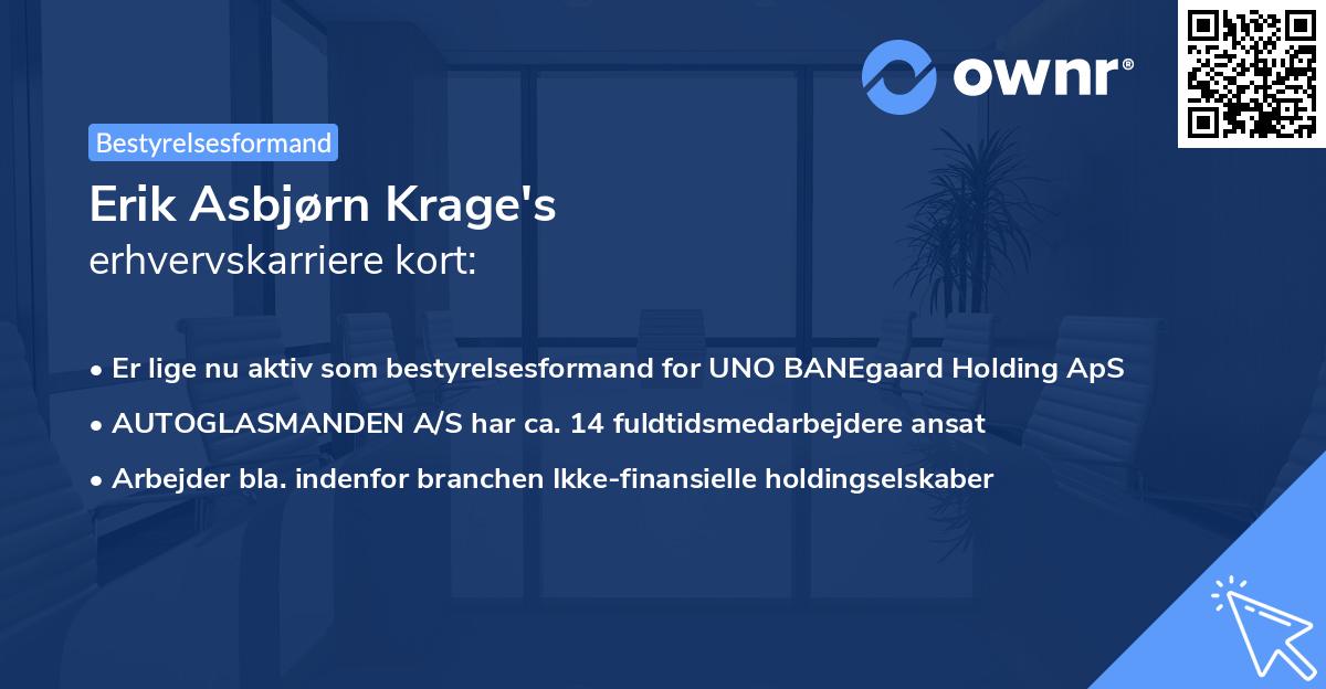 Erik Asbjørn Krage's erhvervskarriere kort