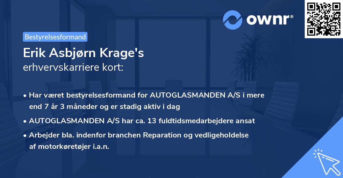 Erik Asbjørn Krage's erhvervskarriere kort