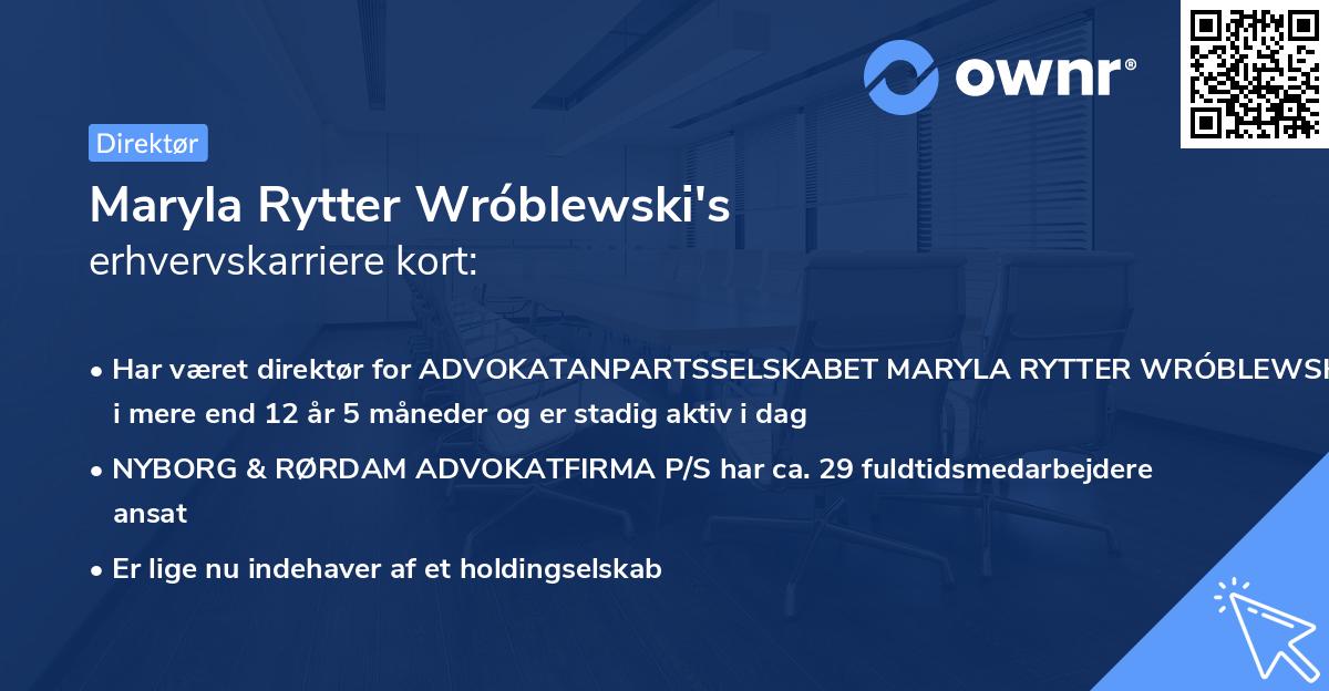 Maryla Rytter Wróblewski's erhvervskarriere kort