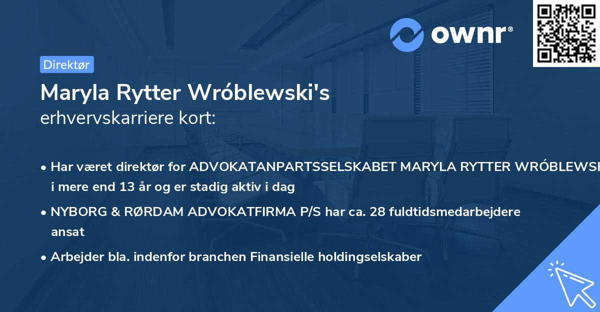 Maryla Rytter Wróblewski's erhvervskarriere kort