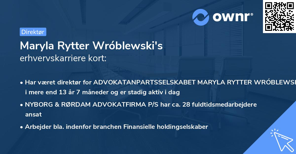 Maryla Rytter Wróblewski's erhvervskarriere kort