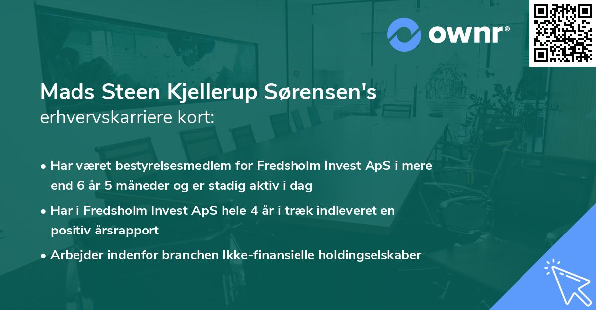 Mads Steen Kjellerup Sørensen's erhvervskarriere kort