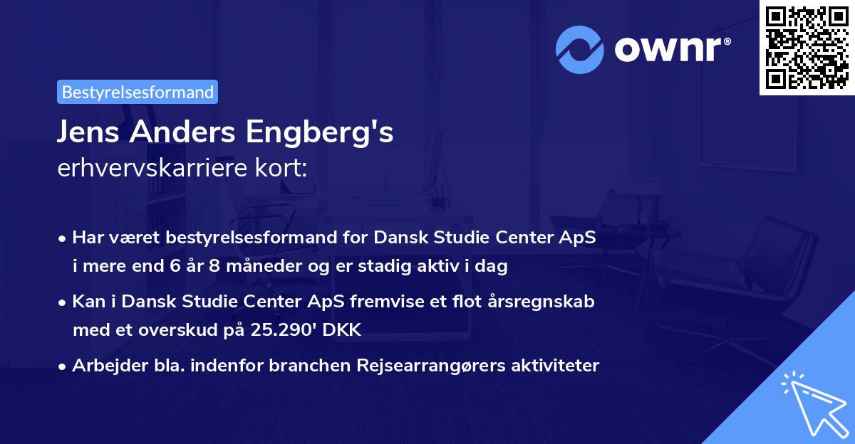 Jens Anders Engberg's erhvervskarriere kort