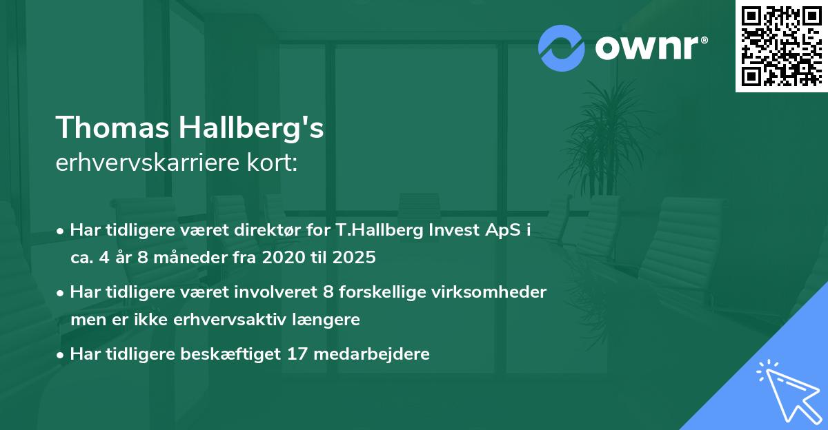 Thomas Hallberg's erhvervskarriere kort