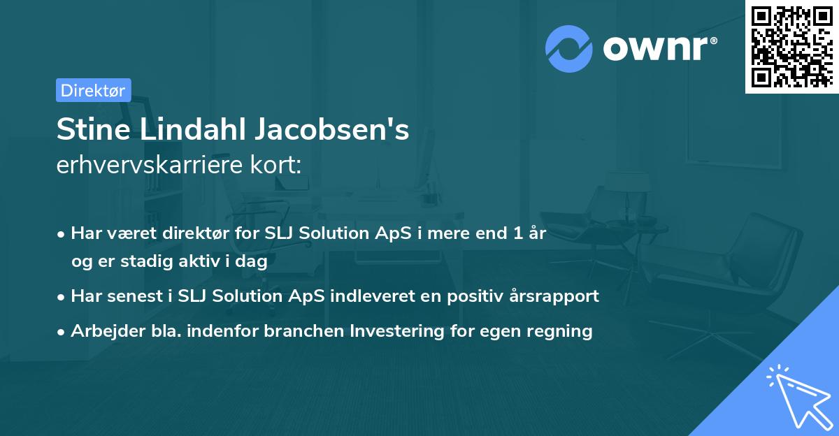 Stine Lindahl Jacobsen's erhvervskarriere kort