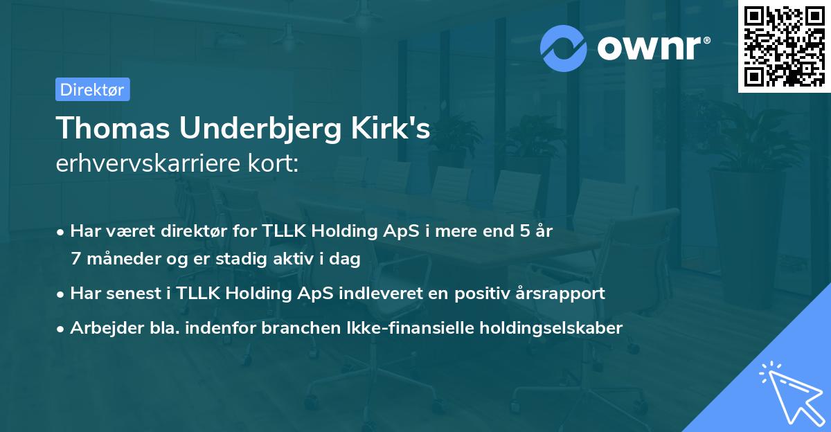 Thomas Underbjerg Kirk's erhvervskarriere kort
