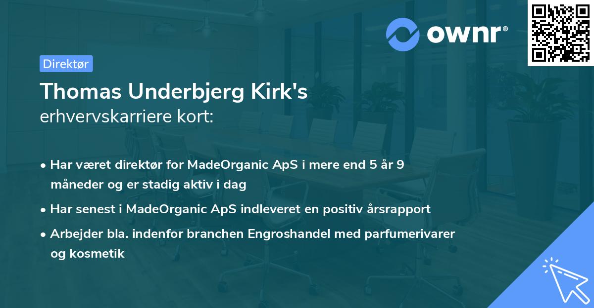 Thomas Underbjerg Kirk's erhvervskarriere kort