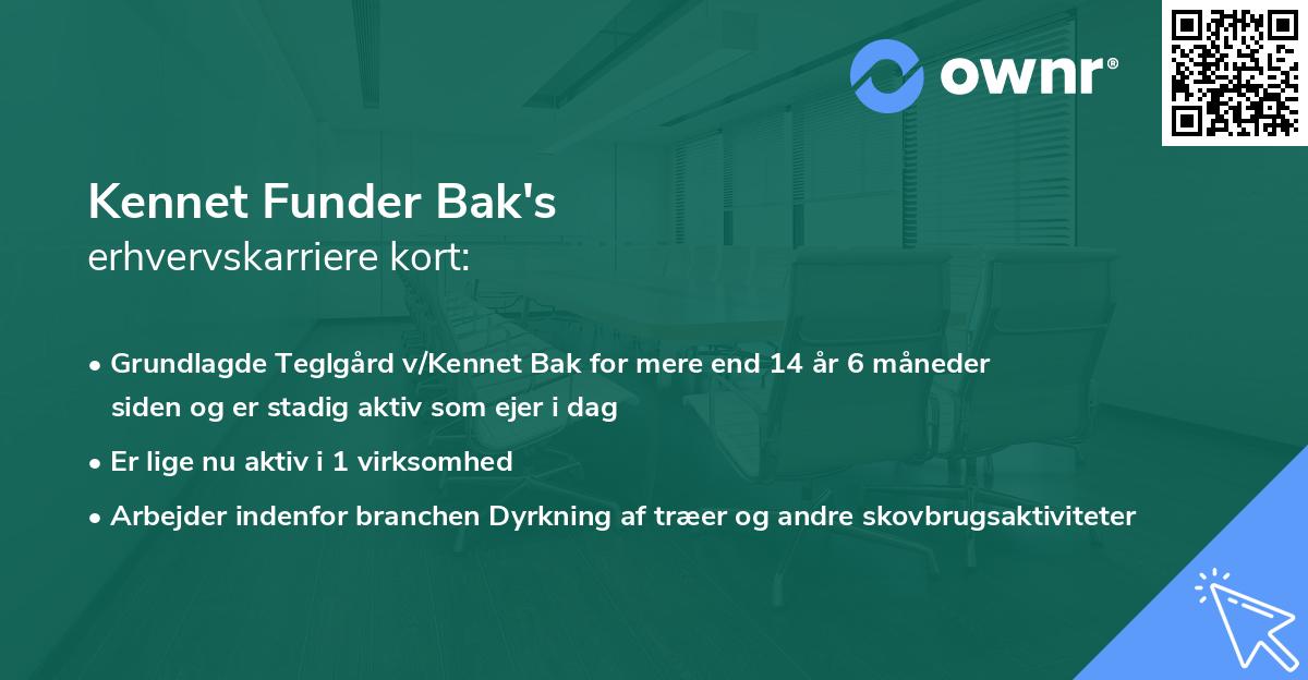 Kennet Funder Bak's erhvervskarriere kort