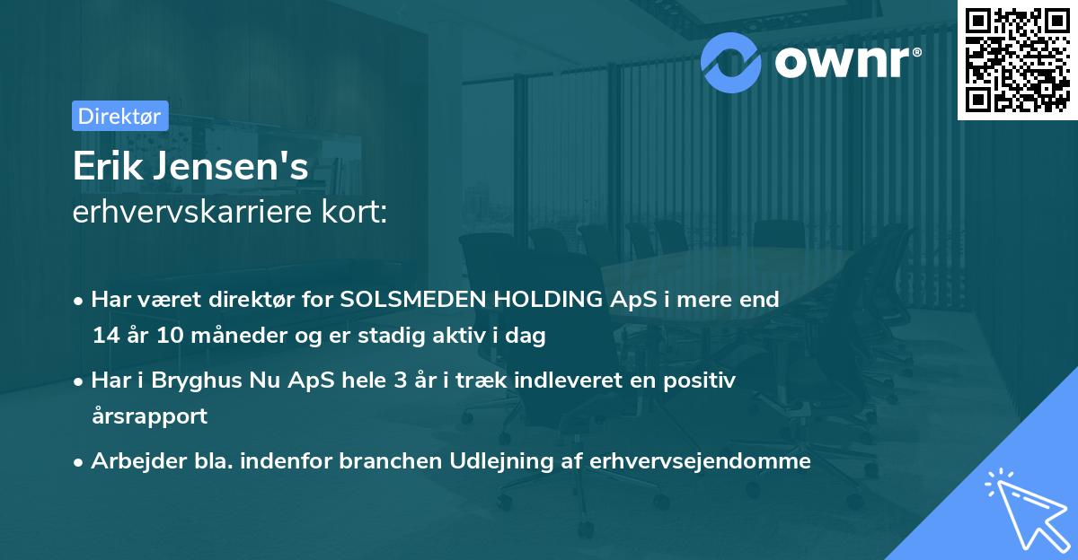 Erik Jensen's erhvervskarriere kort