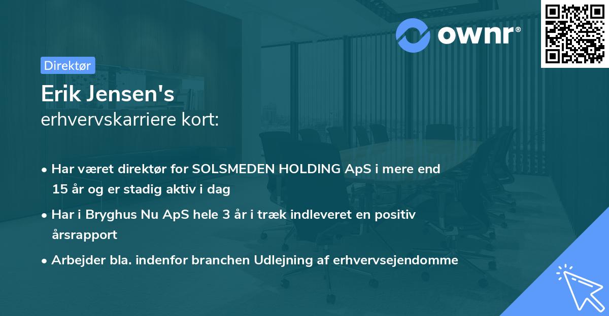Erik Jensen's erhvervskarriere kort