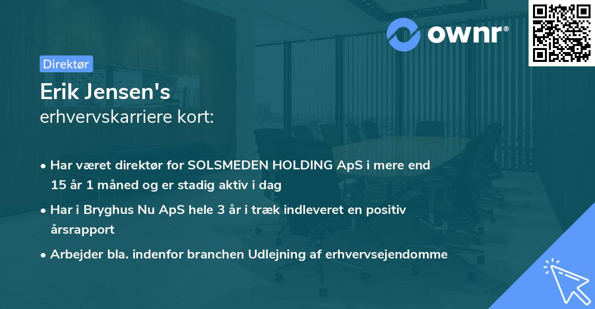 Erik Jensen's erhvervskarriere kort