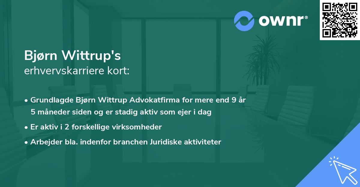 Bjørn Wittrup's erhvervskarriere kort
