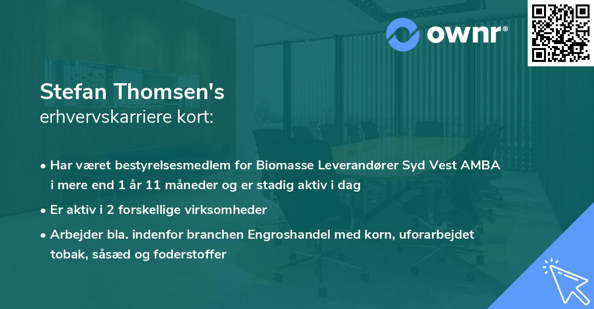 Stefan Thomsen's erhvervskarriere kort