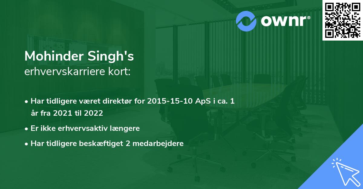 Mohinder Singh's erhvervskarriere kort