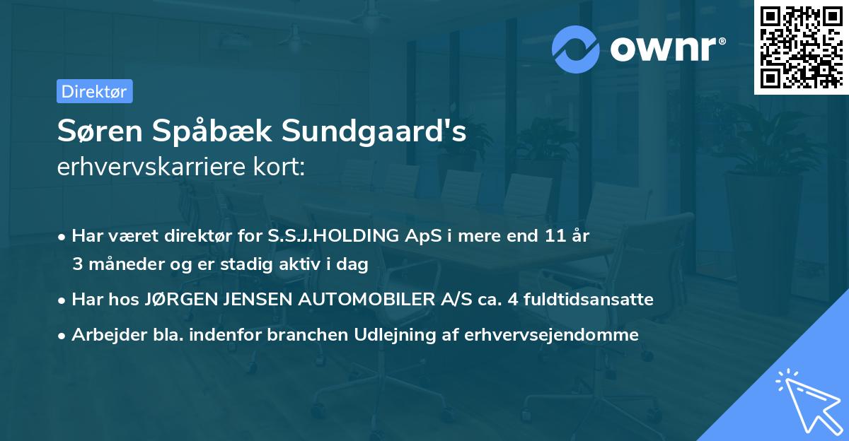 Søren Spåbæk Sundgaard's erhvervskarriere kort