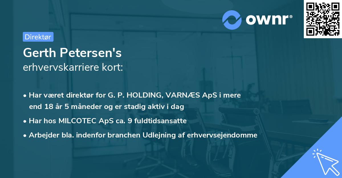 Gerth Petersen's erhvervskarriere kort