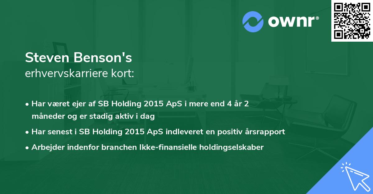 Steven Benson's erhvervskarriere kort