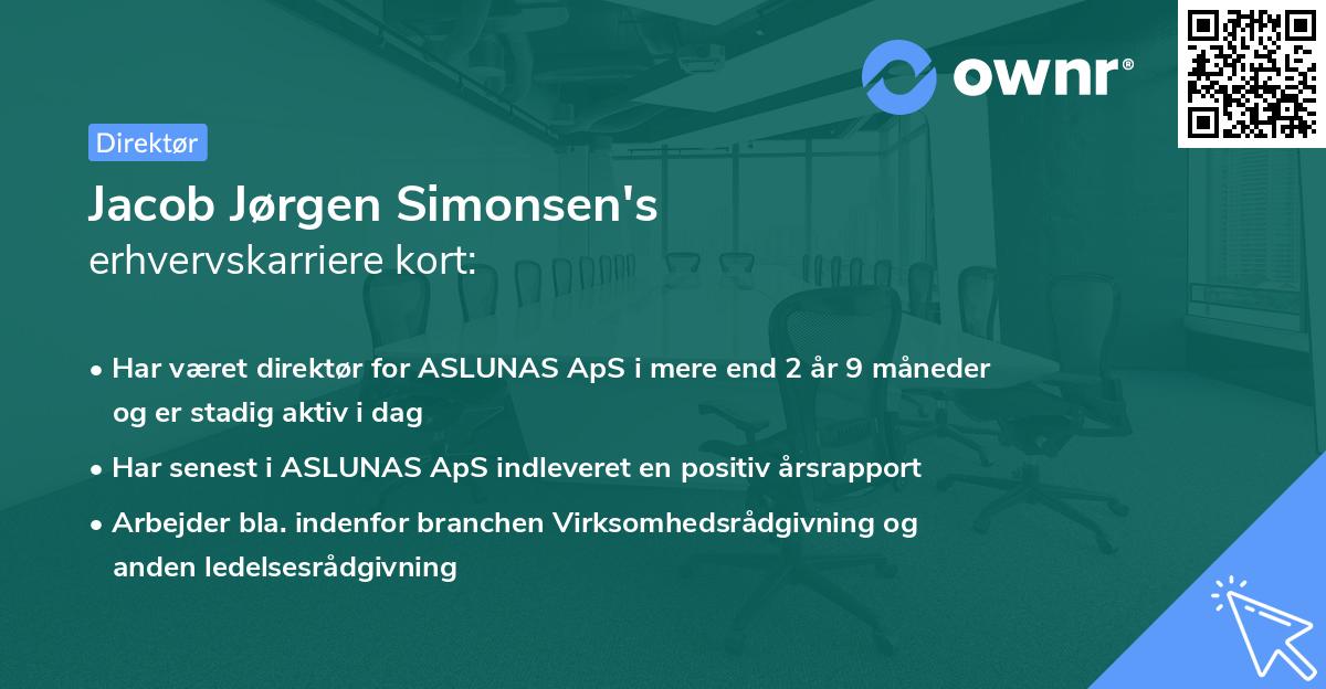Jacob Jørgen Simonsen's erhvervskarriere kort