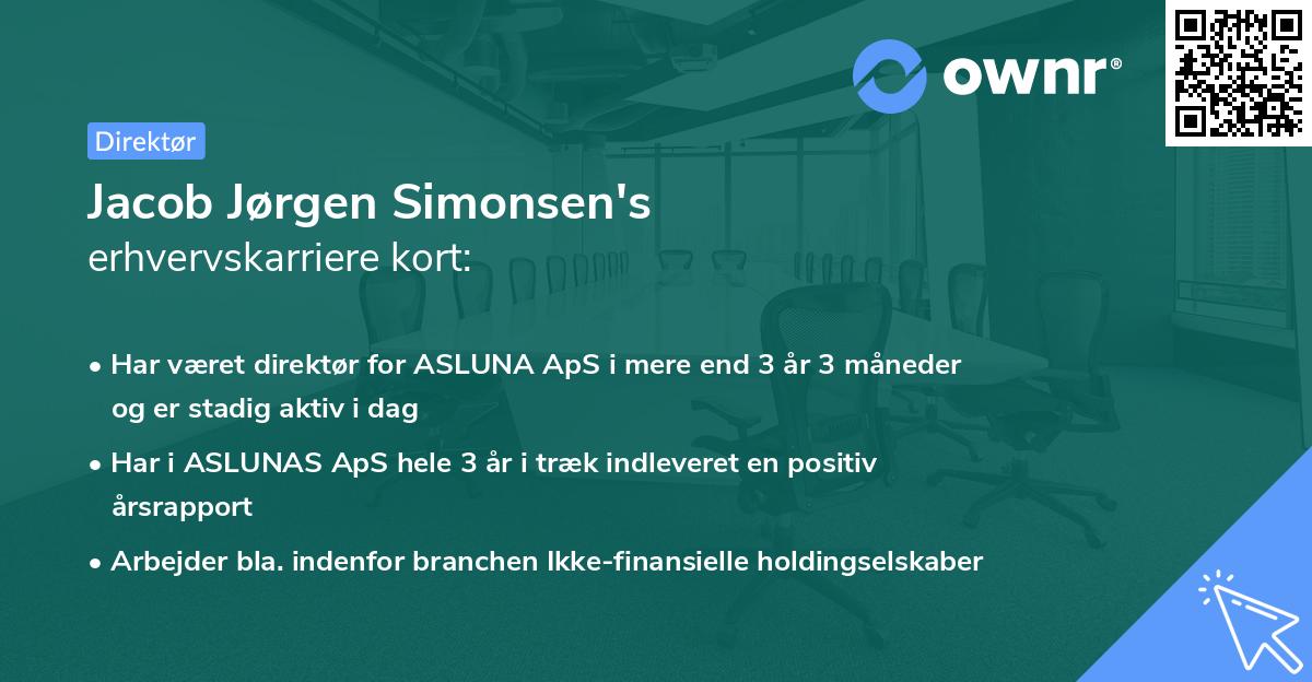 Jacob Jørgen Simonsen's erhvervskarriere kort