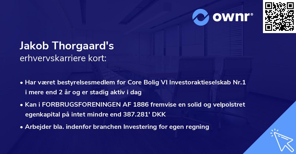 Jakob Thorgaard's erhvervskarriere kort