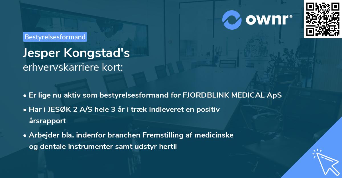 Jesper Kongstad's erhvervskarriere kort