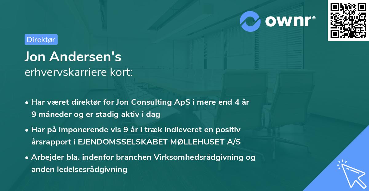 Jon Andersen's erhvervskarriere kort