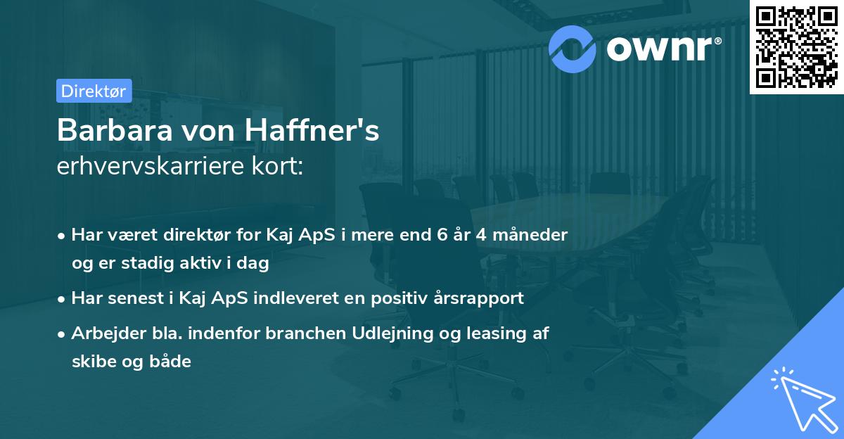 Barbara von Haffner's erhvervskarriere kort