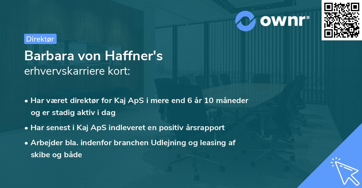 Barbara von Haffner's erhvervskarriere kort
