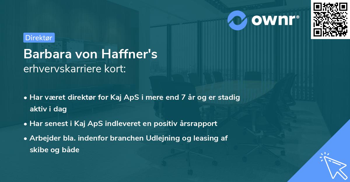 Barbara von Haffner's erhvervskarriere kort