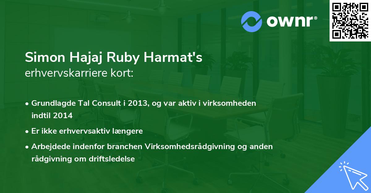 Simon Hajaj Ruby Harmat's erhvervskarriere kort