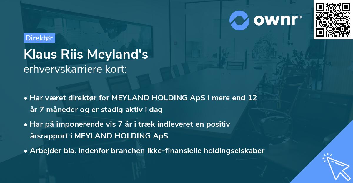 Klaus Riis Meyland's erhvervskarriere kort