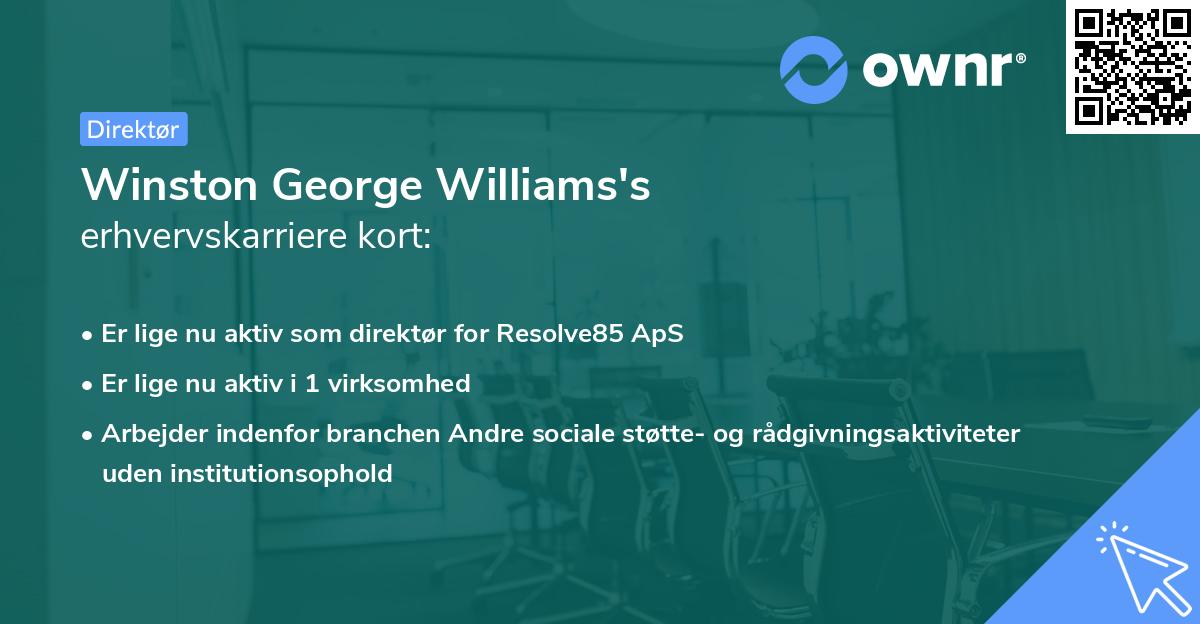 Winston George Williams's erhvervskarriere kort