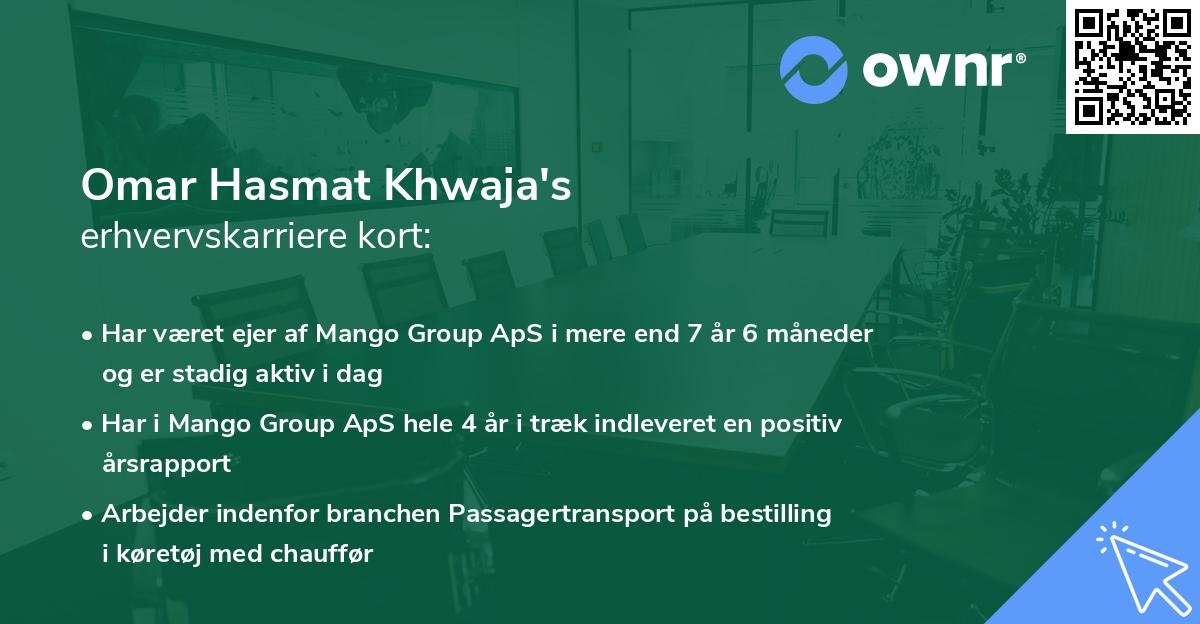 Omar Hasmat Khwaja's erhvervskarriere kort