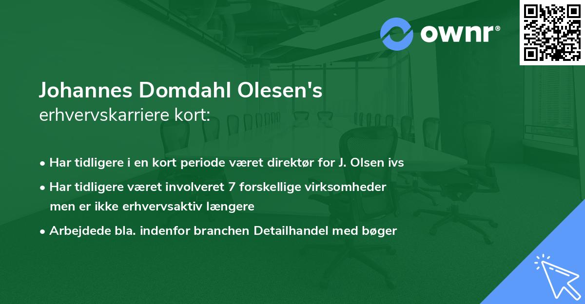 Johannes Domdahl Olesen's erhvervskarriere kort