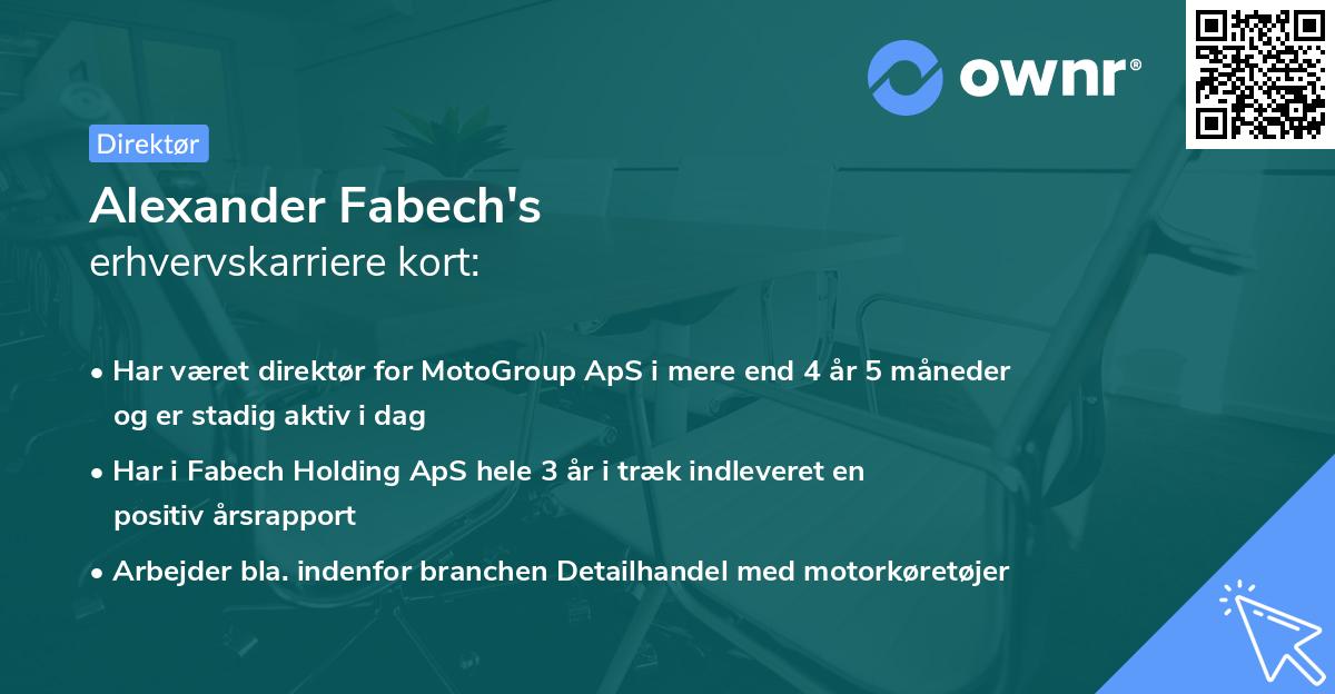 Alexander Fabech's erhvervskarriere kort