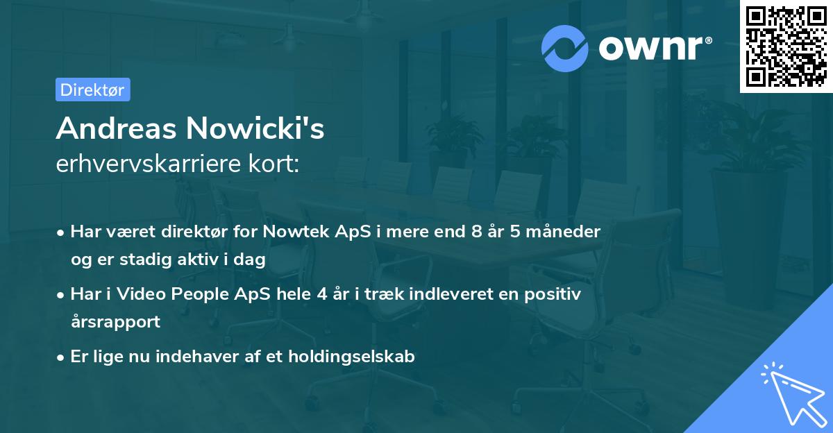 Andreas Nowicki's erhvervskarriere kort